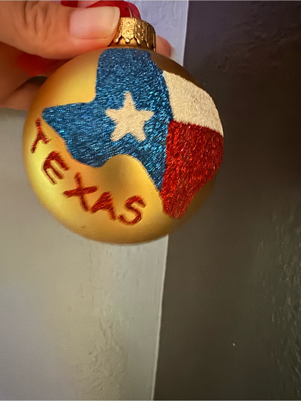 Gold Texas Flag Glitter Holiday Ornament